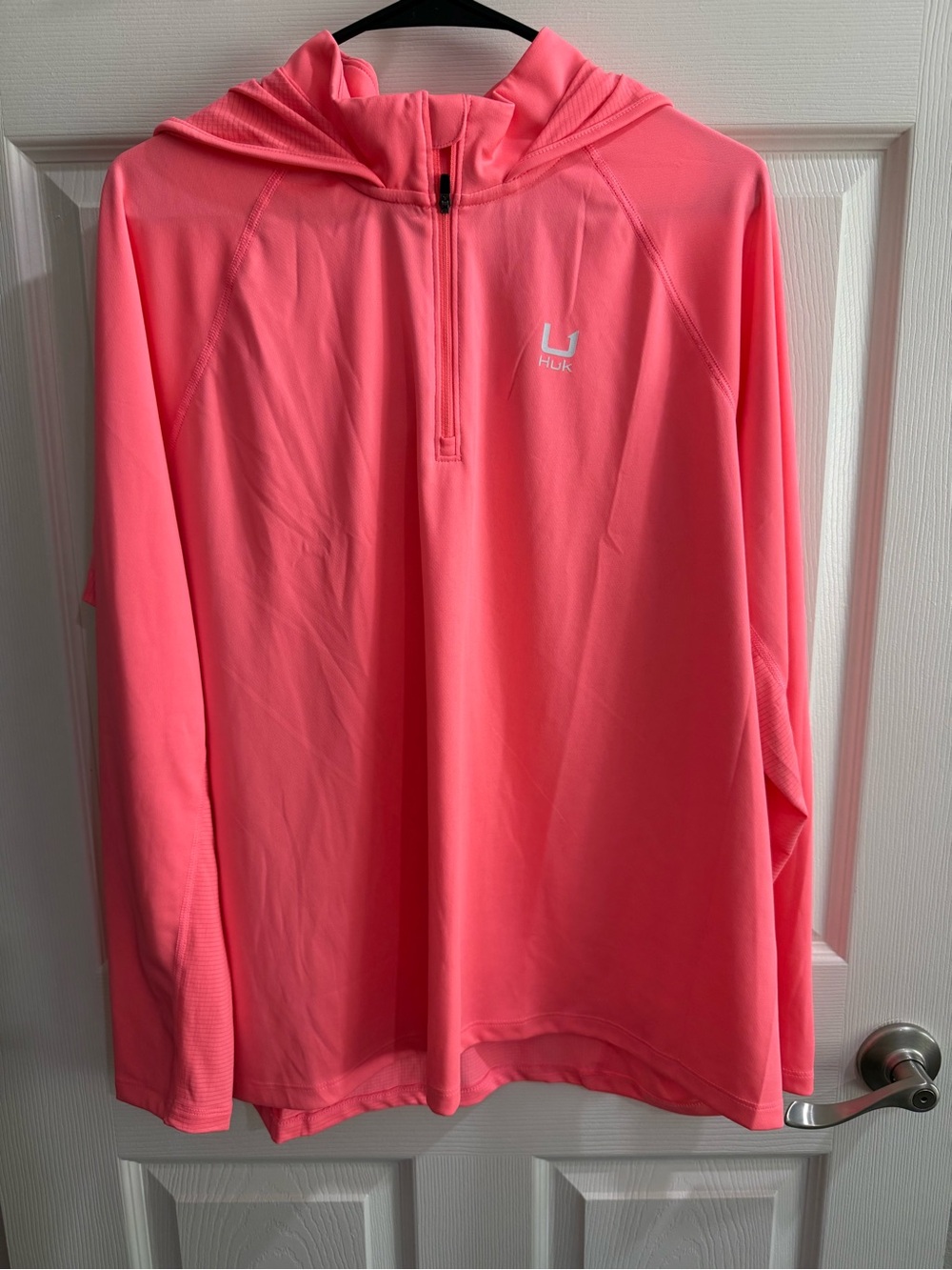 Huk Men's Coral Pink Long-Sleeve Hooded Swim Top